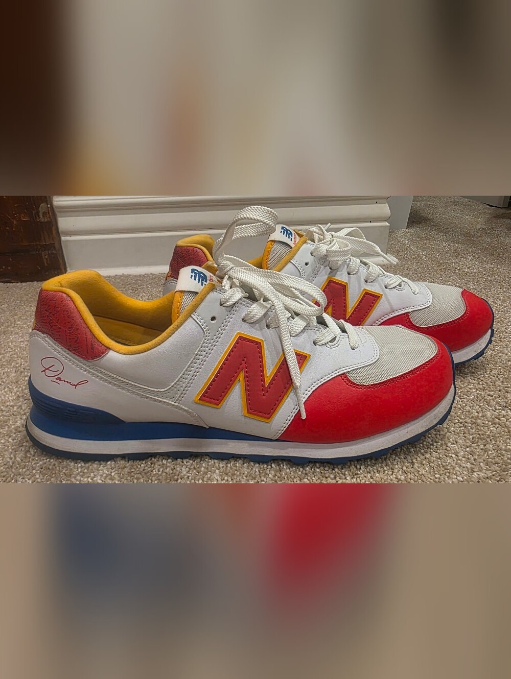 David Sunflower New Balance Men's White, Red & Blue Sneakers - Sz 13
